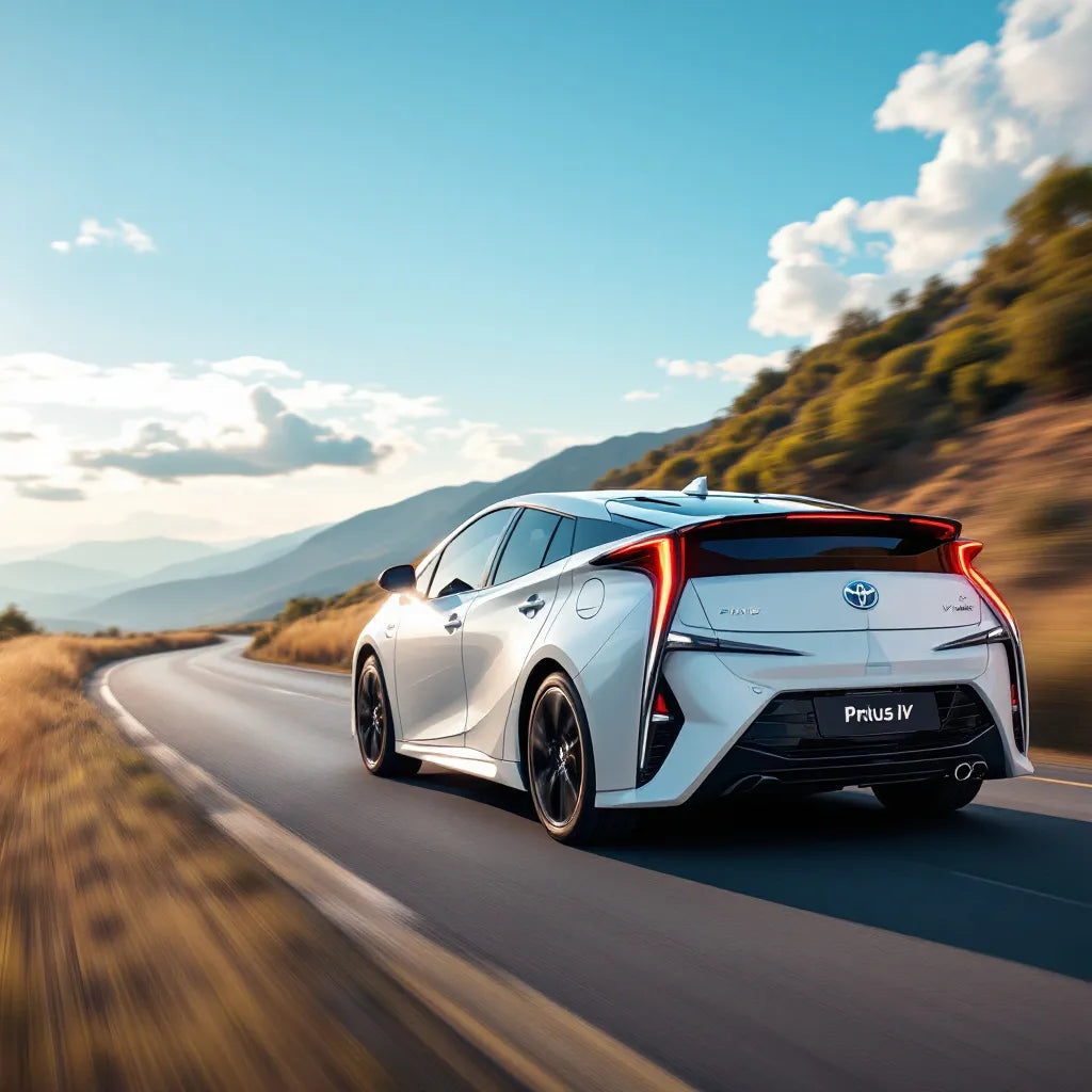 Toyota Prius IV sur une route pittoresque