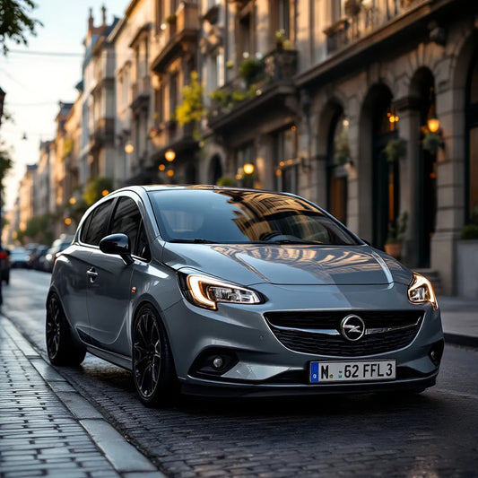 Opel Corsa E sur une rue urbaine