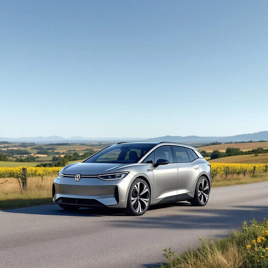 Volkswagen ID.7 Tourer GTX électrique sur une route de campagne