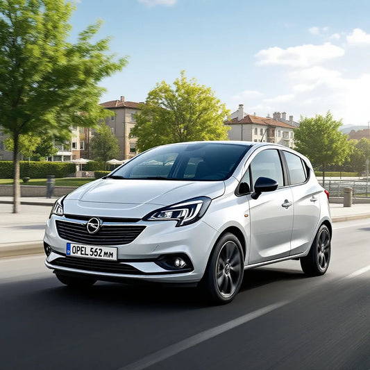 Opel Corsa E photographiée en ville