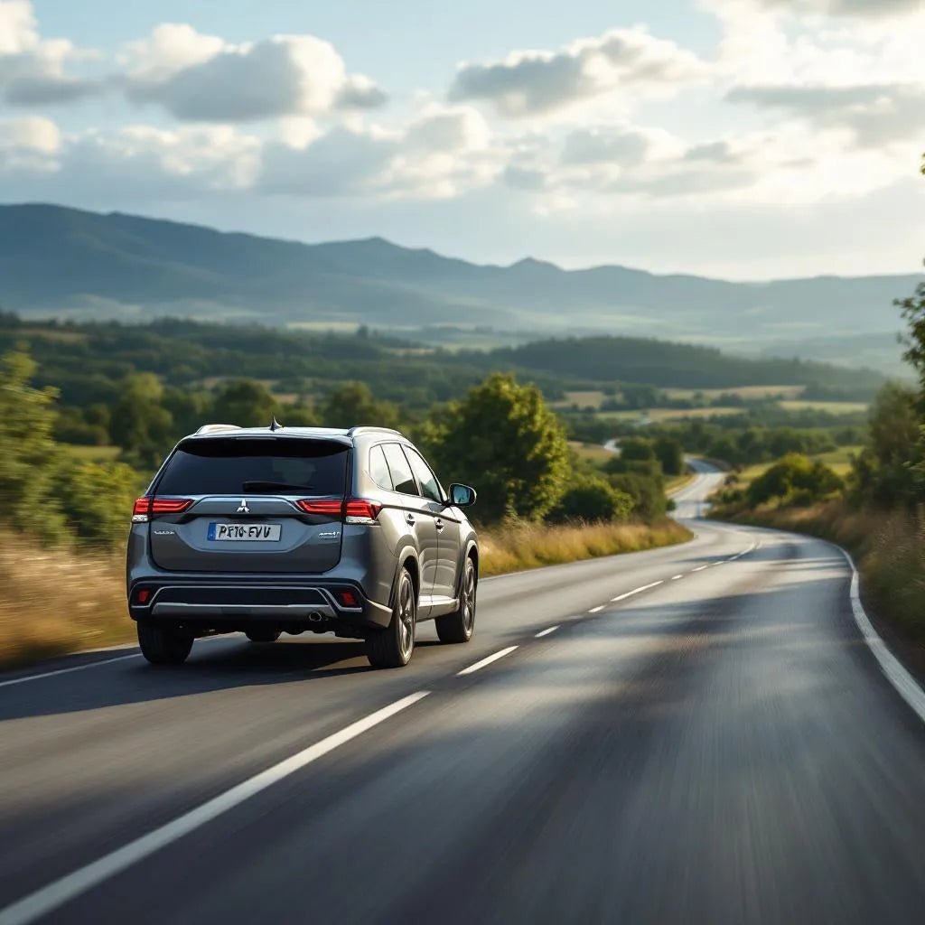 Mitsubishi Outlander PHEV Hybride 200 sur route de campagne