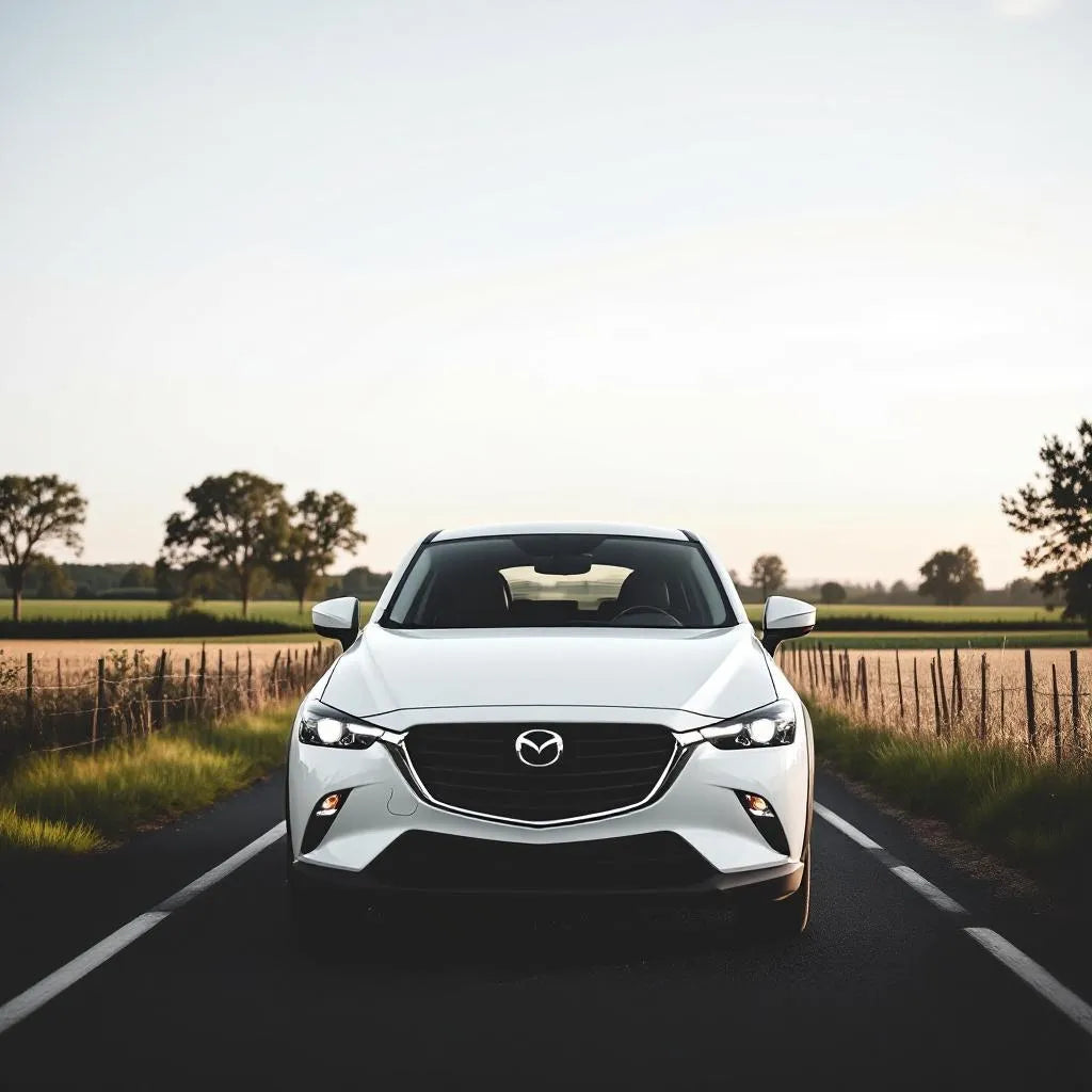 Mazda CX-3 Essence 2.0 150 blanche sur route