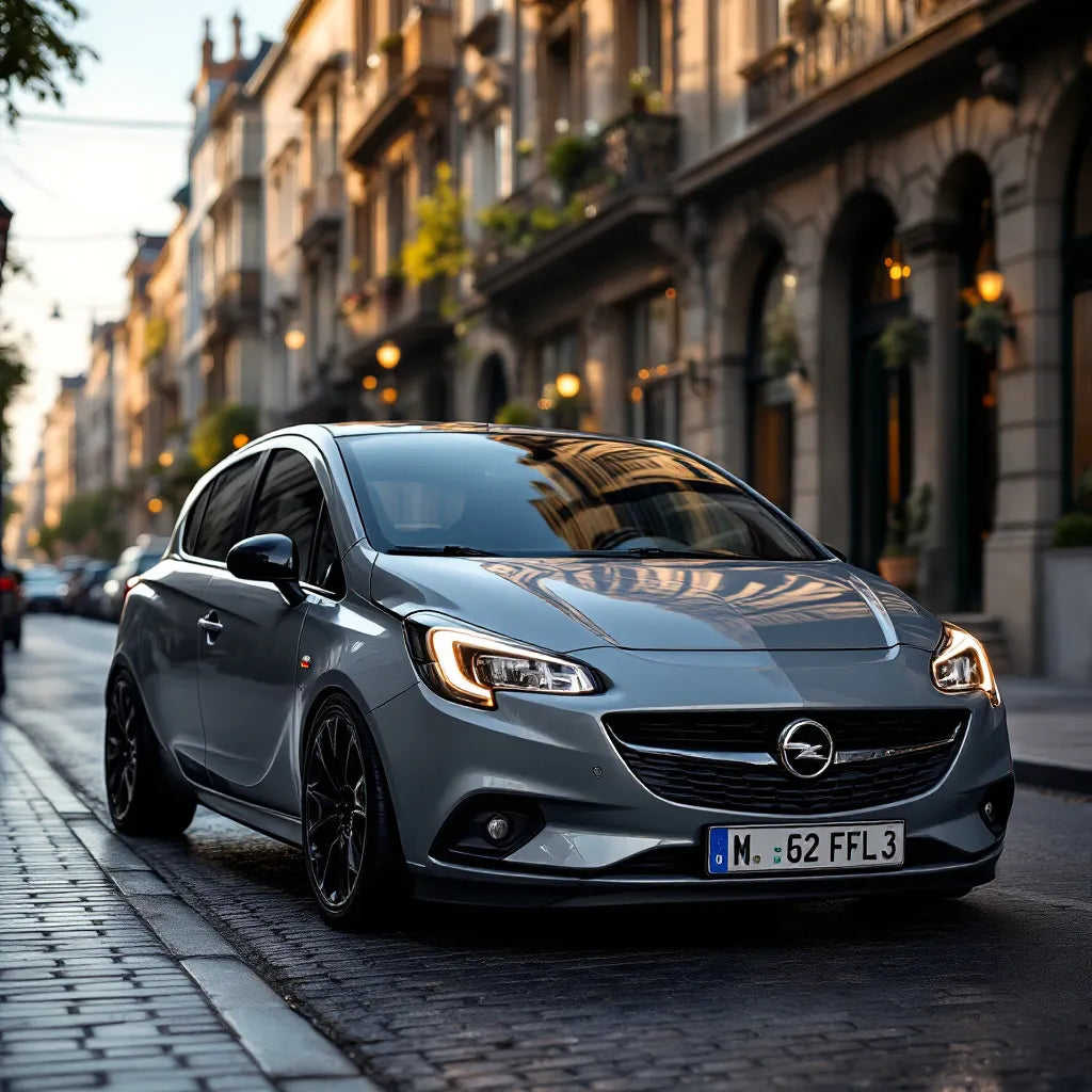 Opel Corsa E sur une rue urbaine