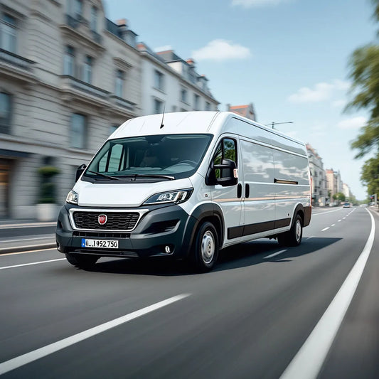 Fiat Ducato III Diesel 2.3 MultiJet blanc sur route urbaine