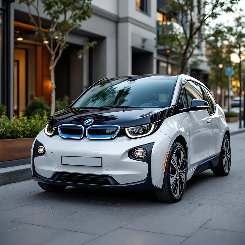 BMW i3 parked in a city