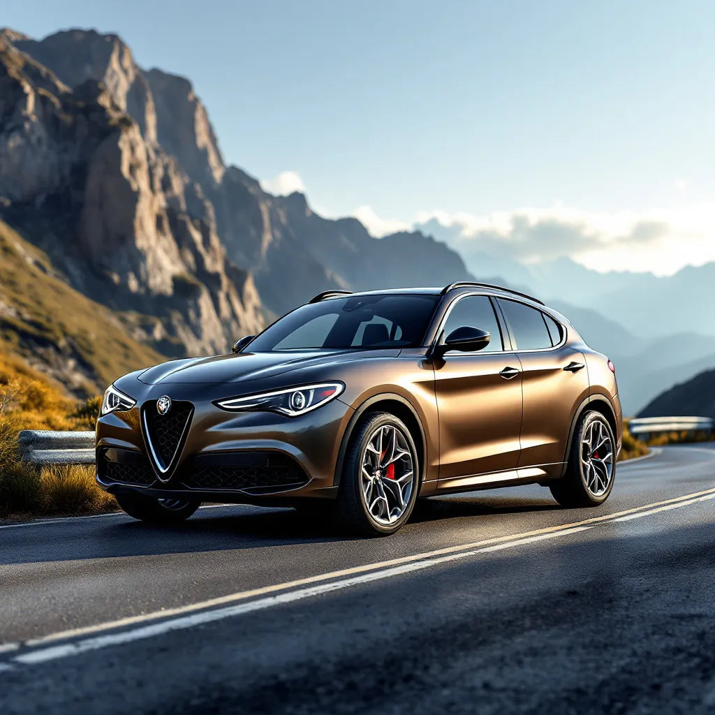 Alfa Romeo Stelvio Diesel 2.2 JTDm 180 SUV sur une route de montagne