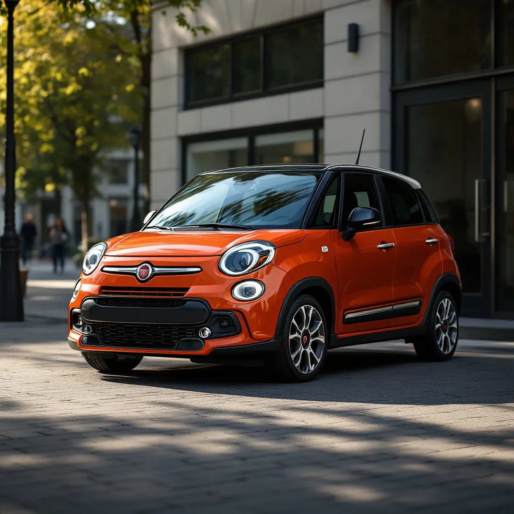 Façade de la Fiat 500L Diesel 1.3 Multijet 85 en plein jour