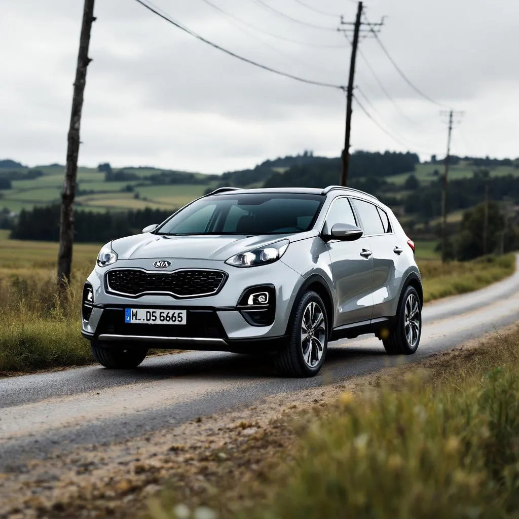 Kia Sportage IV Diesel 1.7 CRDi 115 gris vu de trois-quarts avant
